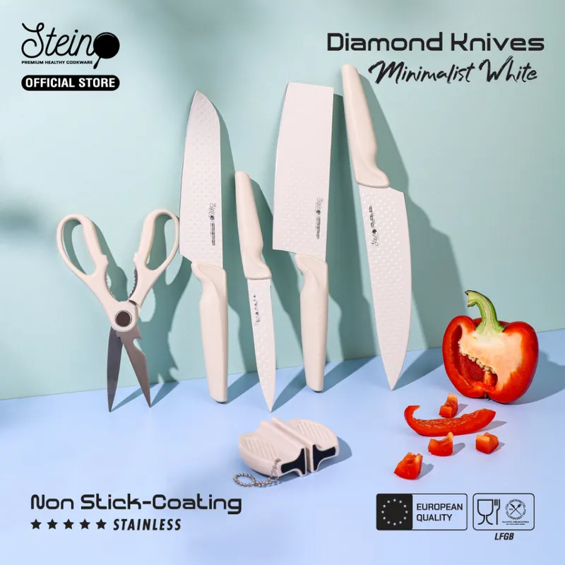 STEIN Diamond Knives [Minimalist White]- 6 in 1 Pisau Set